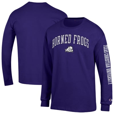  TCU Horned Frogs Champion Arch Over Logo 2-Hit Long Sleeve T-Shirt - Purple