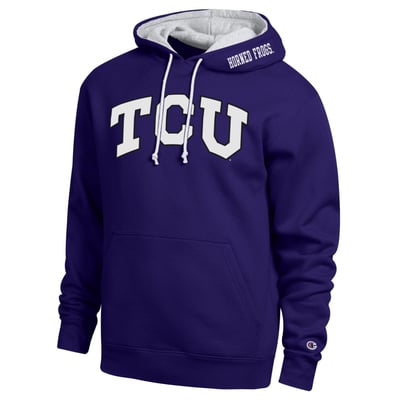  TCU Horned Frogs Champion Arch Tackle Twill Hoodie - Purple