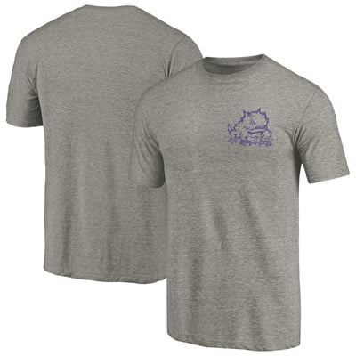 TCU Horned Frogs Left Chest Distressed Logo Tri-Blend T-Shirt - Gray Heathered