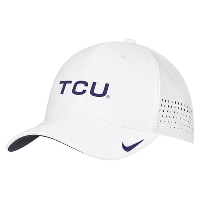 TCU Horned Frogs Nike 2026 On-Field AeroBill SwooshFlex Dri-FIT Hat - White