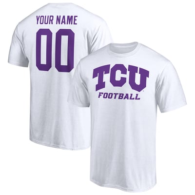 TCU Horned Frogs Personalized Any Name & Number One Color T-Shirt - White
