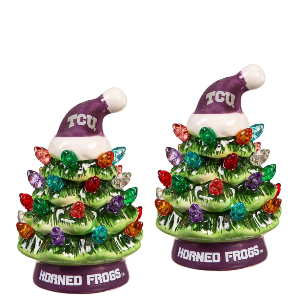 TCU Horned Frogs 2-Pack 4" Ceramic LED Christmas Tree Set