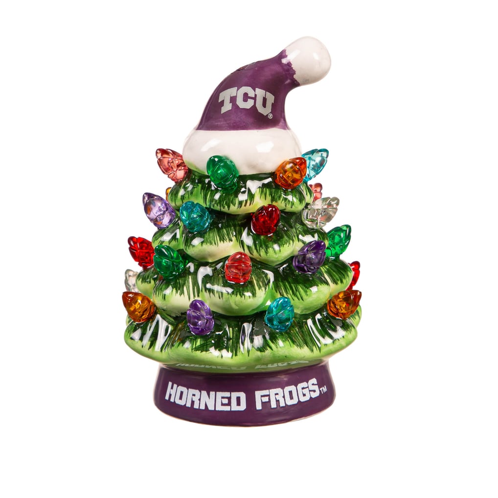 TCU Horned Frogs 2-Pack 4" Ceramic LED Christmas Tree Set