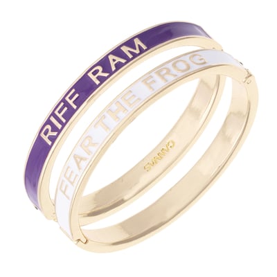 TCU Horned Frogs CANVAS Style Women's Skinny Hinge Bangle Two-Piece Set