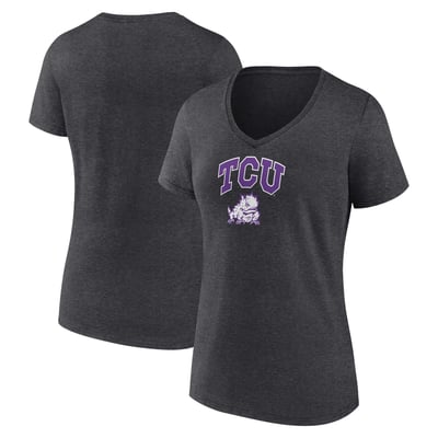 TCU Horned Frogs Women's Campus V-Neck T-Shirt - Charcoal