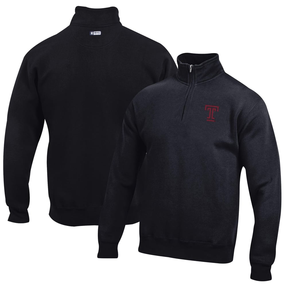 Temple Owls Big Cotton Quarter-Zip Pullover Sweatshirt - Black