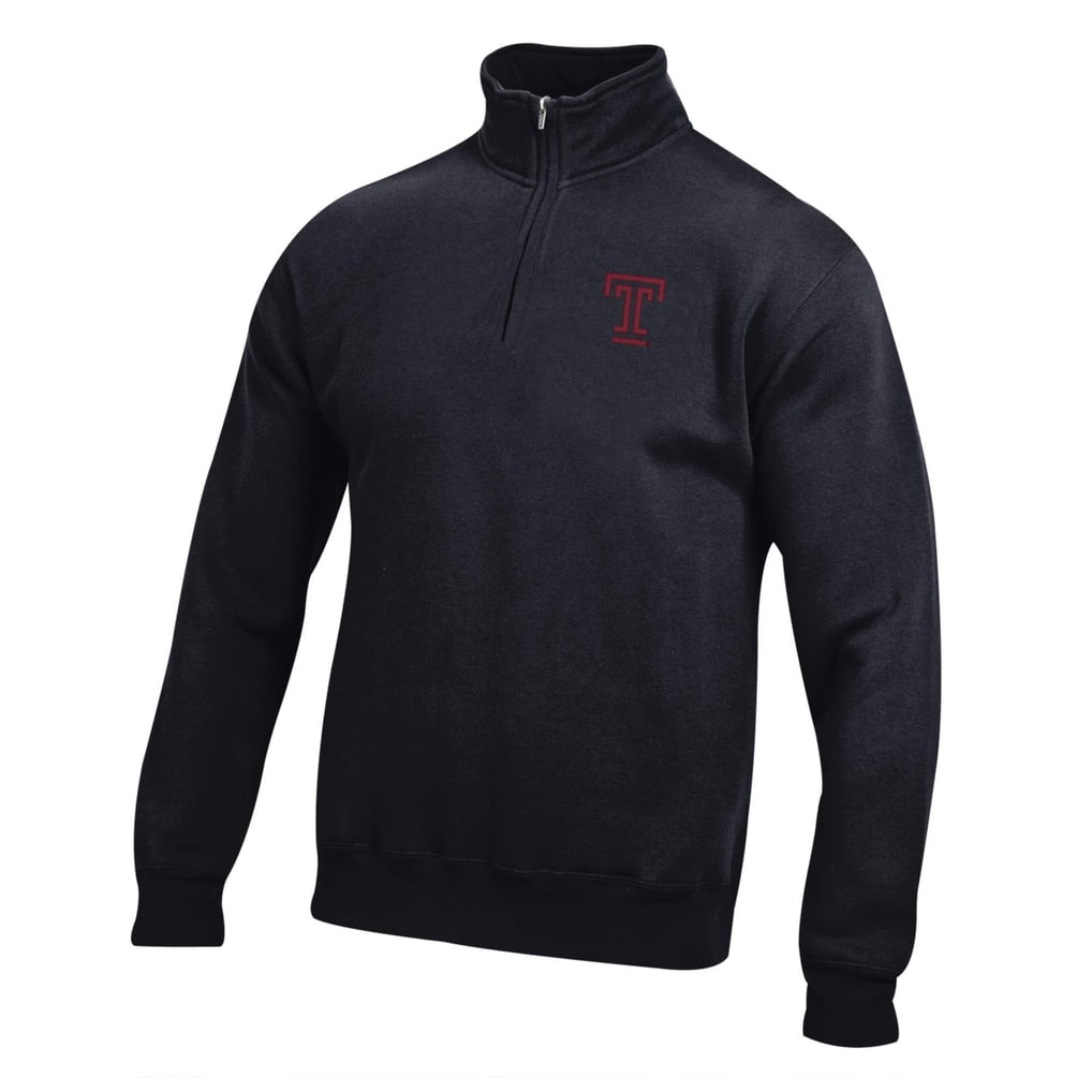 Temple Owls Big Cotton Quarter-Zip Pullover Sweatshirt - Black