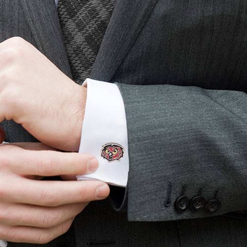 Temple Owls Silver-Plated Logo Cufflinks