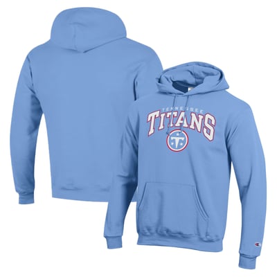 Tennessee Titans Champion Powerblend Arch over Logo Hoodie - Light Blue