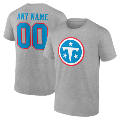 Tennessee Titans  Team Authentic Personalized Name & Number T-Shirt - Gray