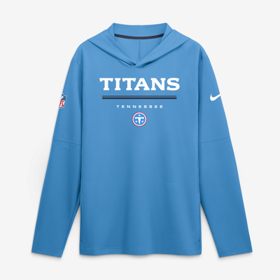 Tennessee Titans Nike Sideline Game On Lightweight Long Sleeve Hooded Dri-FIT Top - Light Blue
