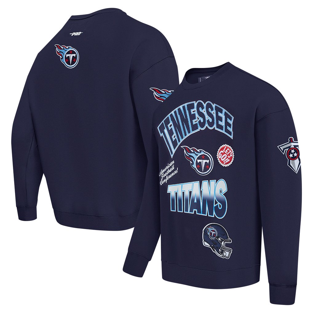 Tennessee Titans Pro Standard Turn It Up Drop Shoulder Pullover Sweatshirt - Navy