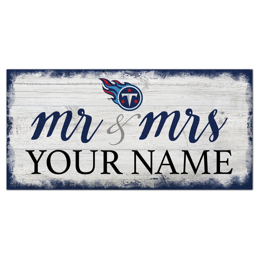 Tennessee Titans 6" x 12" Personalized Mr. & Mrs. Script Sign