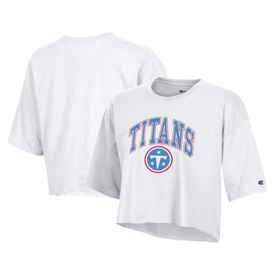  Tennessee Titans Champion Women's Boyfriend Cropped T-Shirt - White