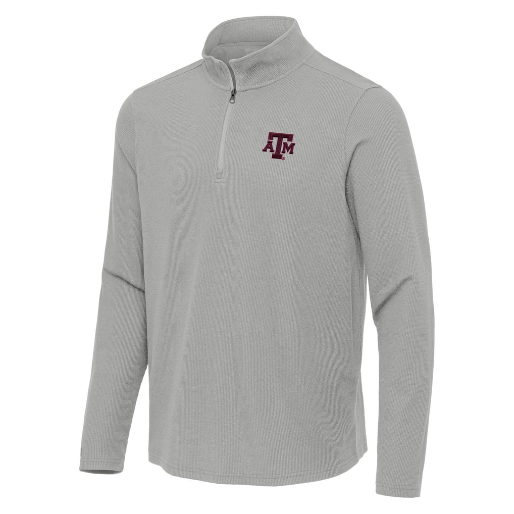 Texas A&M Aggies Antigua Sync Quarter-Zip Waffle-Knit Tri-Blend Pullover - Heather Gray