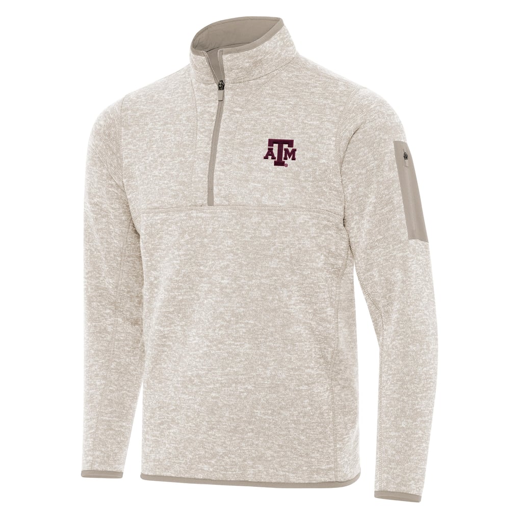 Texas A&M Aggies Antigua Fortune Half-Zip Pullover Jacket - Oatmeal