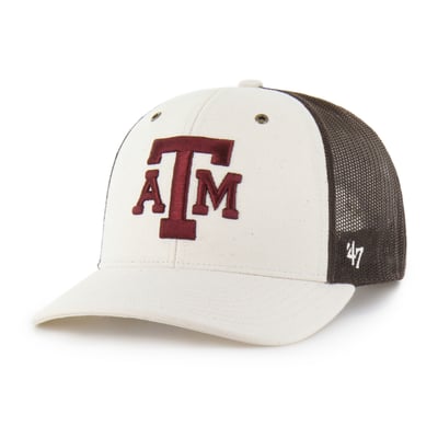 Texas A&M Aggies Carhartt x '47 Undyed Trucker Adjustable Hat - Natural/Brown