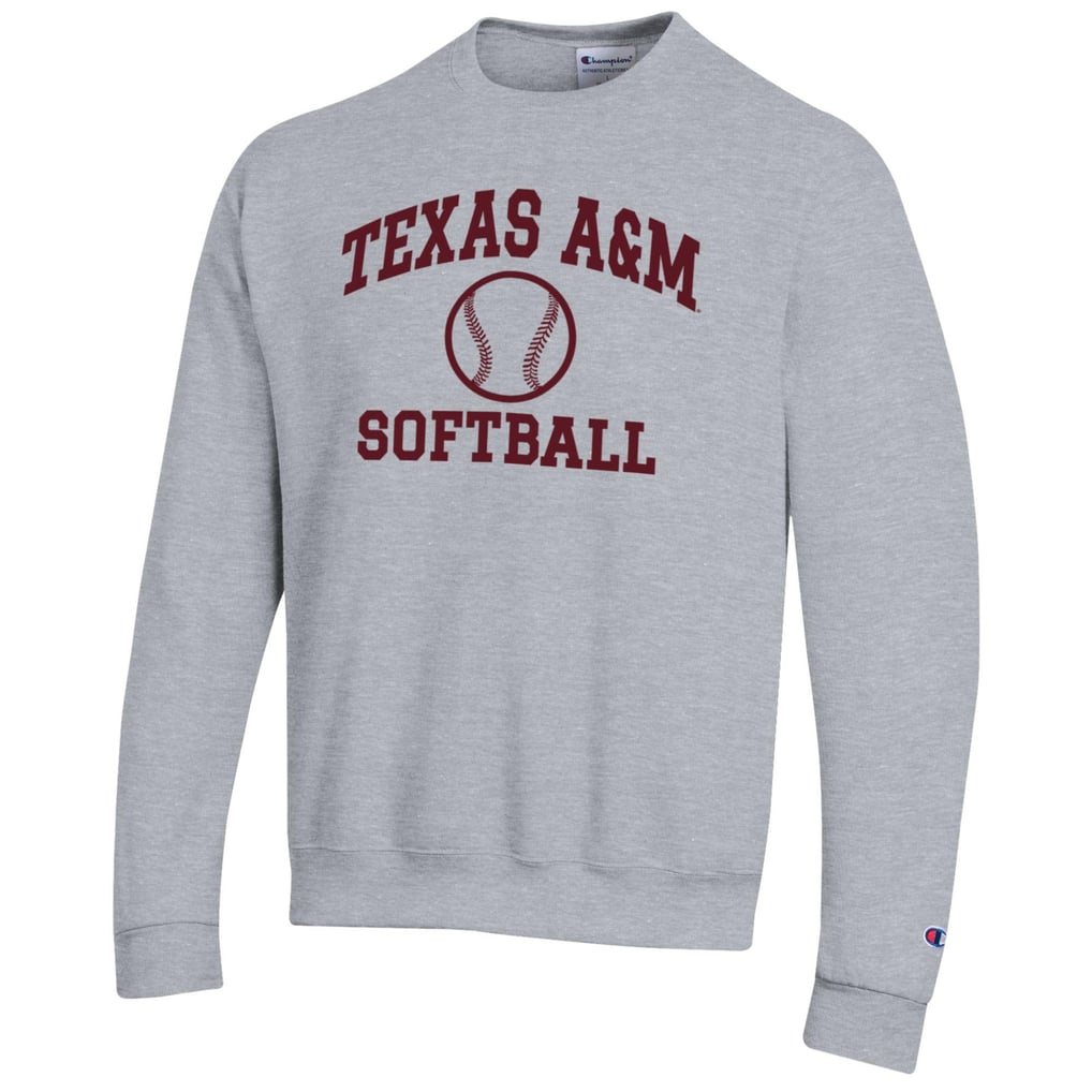 Texas A&M Aggies Champion Softball Icon Crewneck Pullover Sweatshirt - Gray