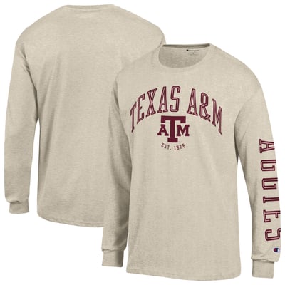  Texas A&M Aggies Champion Neutral Arch Long-Sleeve T-Shirt - Heather Oatmeal
