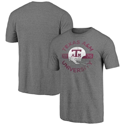 Texas A&M Aggies Helmet Arch Tri-Blend T-Shirt - Heather Gray