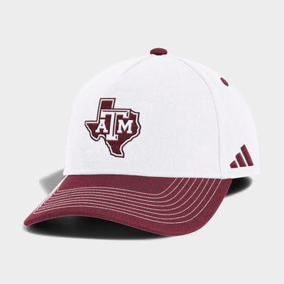 Texas A&M Aggies adidas Unisex 2026 Sideline A-Frame Adjustable Hat - White/Maroon