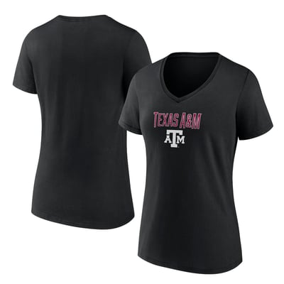 Texas A&M Aggies Women's Lockup Team V-Neck T-Shirt - Black