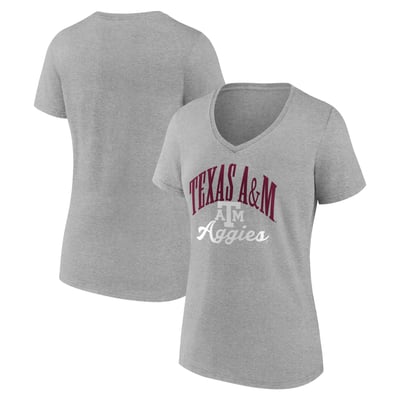 Texas A&M Aggies Women's Victory Script Team V-Neck T-Shirt - Gray