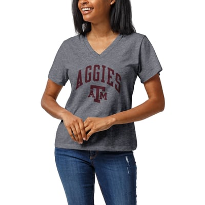 Texas A&M Aggies League Collegiate Wear Women's Intramural Boyfriend V-Neck T-Shirt - Heather Gray