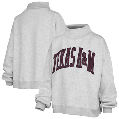 Texas A&M Aggies Pressbox Oversized Nelson Mock Neck Sweatshirt - Ash
