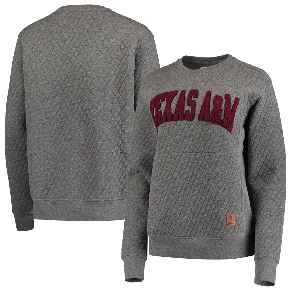 Texas A&M Aggies Pressbox Women's Moose Quilted Pullover Sweatshirt - Heather Charcoal