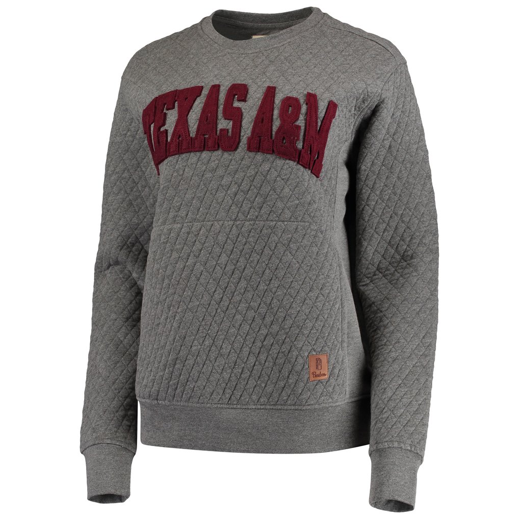 Texas A&M Aggies Pressbox Women's Moose Quilted Pullover Sweatshirt - Heather Charcoal