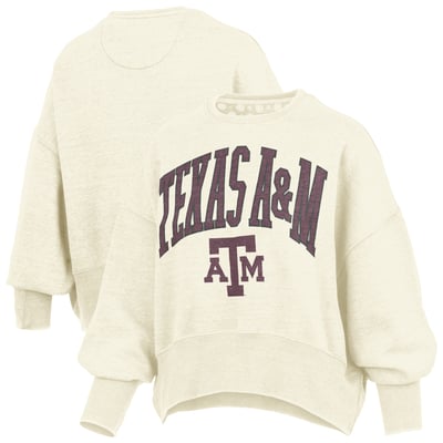 Texas A&M Aggies Pressbox Women's Oversized Waist-Length Crewneck Sweatshirt - Natural