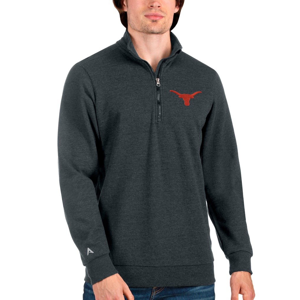 Texas Longhorns Antigua Action Quarter-Zip Pullover Sweatshirt - Heathered Charcoal