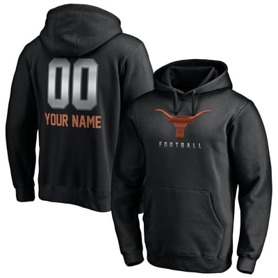 Texas Longhorns Personalized Any Name & Number Midnight Mascot Pullover Hoodie - Black