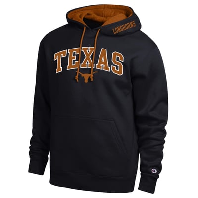  Texas Longhorns Champion Arch Tackle Twill Hoodie - Black