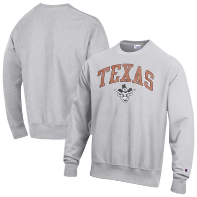 Texas Longhorns Champion Distressed Arch Over Logo Reverse Weave Crew Neck Sweatshirt - Gray