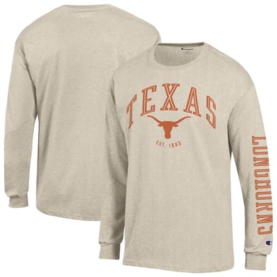  Texas Longhorns Champion Neutral Arch Long-Sleeve T-Shirt - Heather Oatmeal