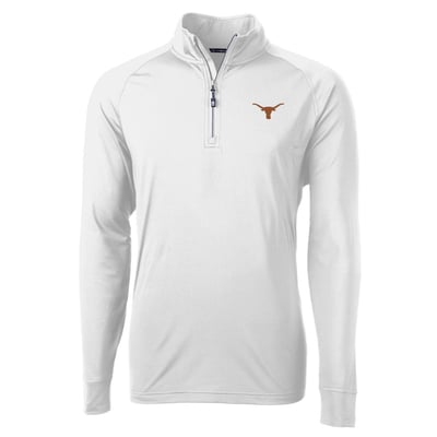 Texas Longhorns Cutter & Buck Adapt Eco Knit Quarter-Zip Pullover Jacket - White