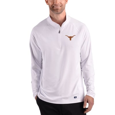 Texas Longhorns Cutter & Buck Prospect Recycled Featherlight Stretch Quarter-Zip Top - White