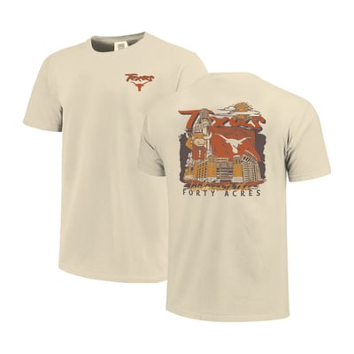  Texas Longhorns Image One Comfort Colors Hand-Drawn Campus Stack T-Shirt - Natural