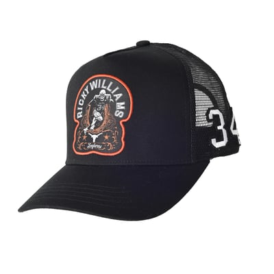 Roots of Fight x Texas Longhorns x Ricky Williams #34 Trucker Adjustable Hat - Black