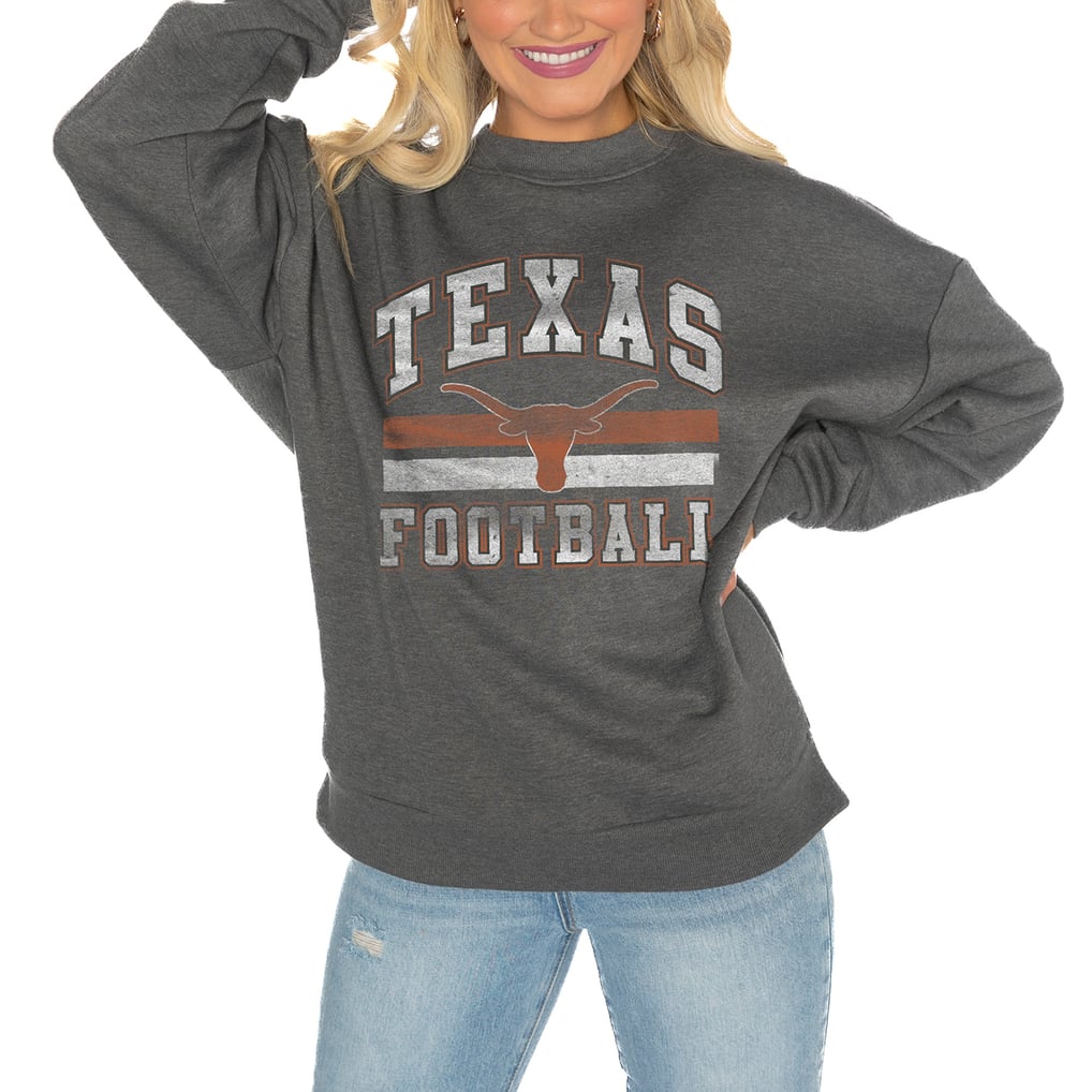 Texas Longhorns Gameday Couture Women's Oversized Drop Shoulder Fleece Drop Pullover Sweatshirt - Charcoal