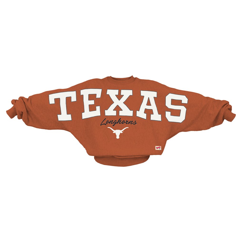  Texas Longhorns Pressbox Women's Flannigan Oversized Dolman Pullover Sweatshirt - Texas Orange