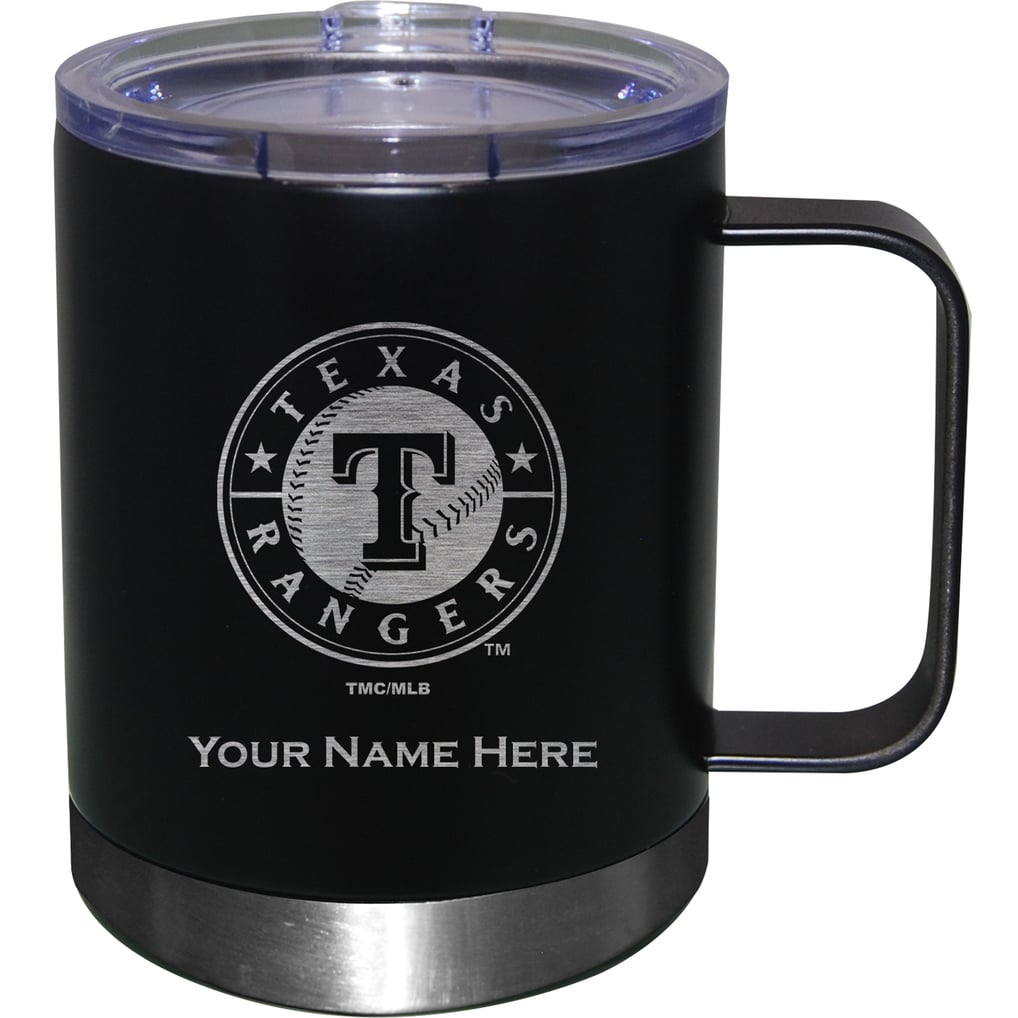 Texas Rangers 12oz. Personalized Stainless Steel Lowball with Handle - Black