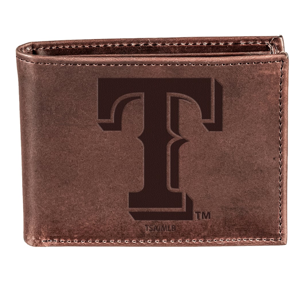 Texas Rangers Bi-Fold Leather Wallet - Brown