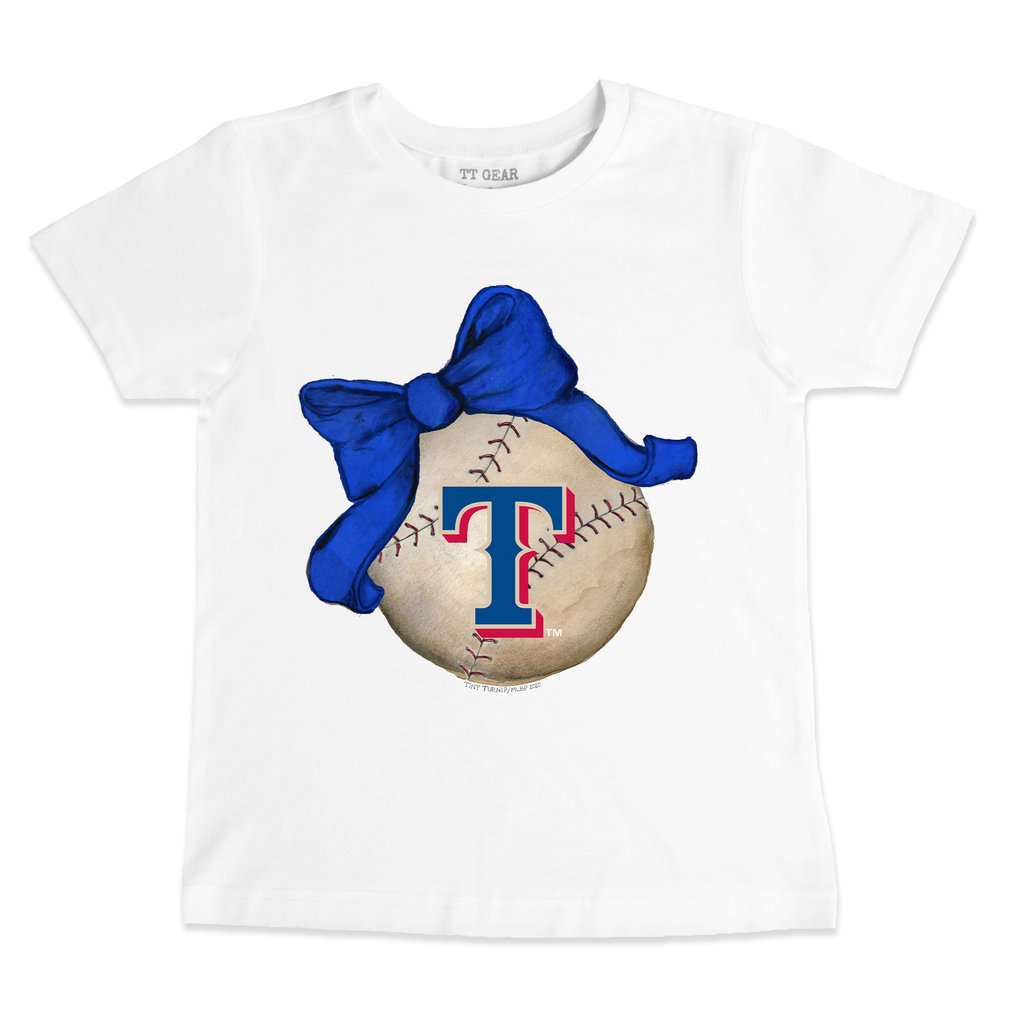 Texas Rangers Tiny Turnip Infant Baseball Bow T-Shirt - White
