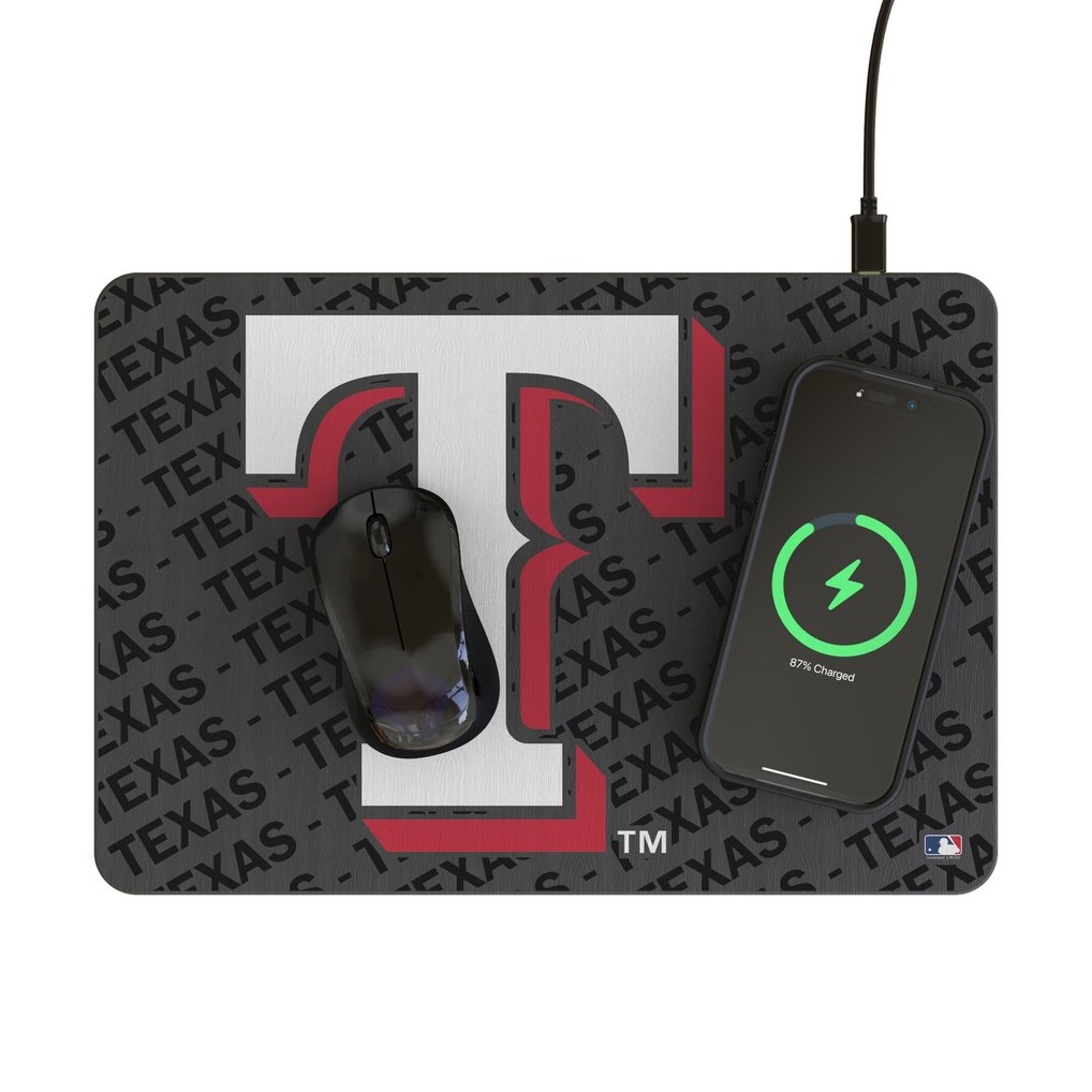 Texas Rangers Keyscaper Personalized 15W Fast Wireless Charger and Mouse Pad