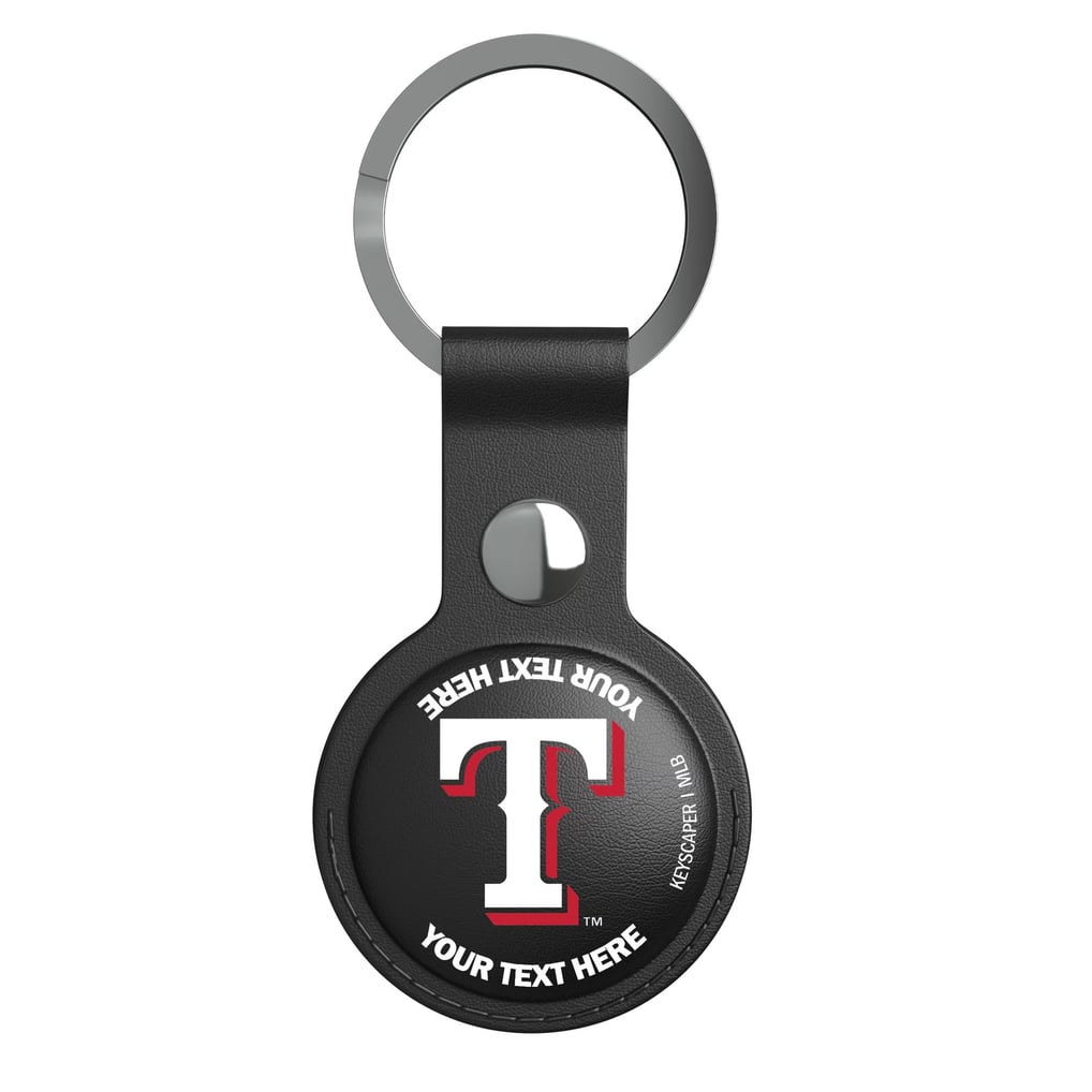 Texas Rangers Keyscaper Personalized Black Leatherette AirTag Holder