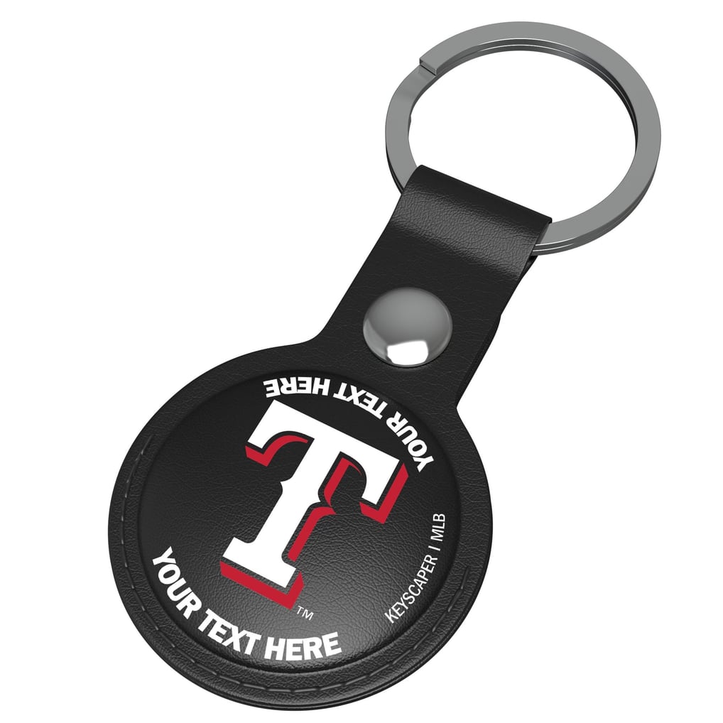 Texas Rangers Keyscaper Personalized Black Leatherette AirTag Holder