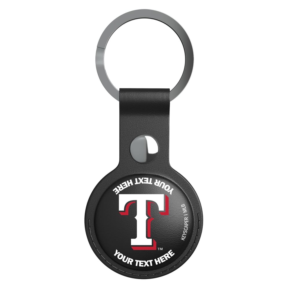 Texas Rangers Keyscaper Personalized Black Leatherette AirTag Holder